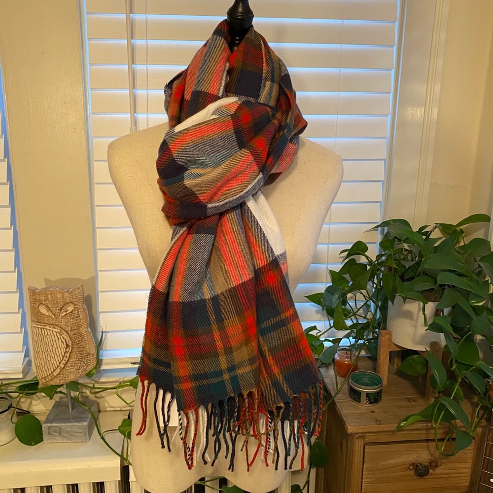 J. Crew wool blend plaid scarf mint condition